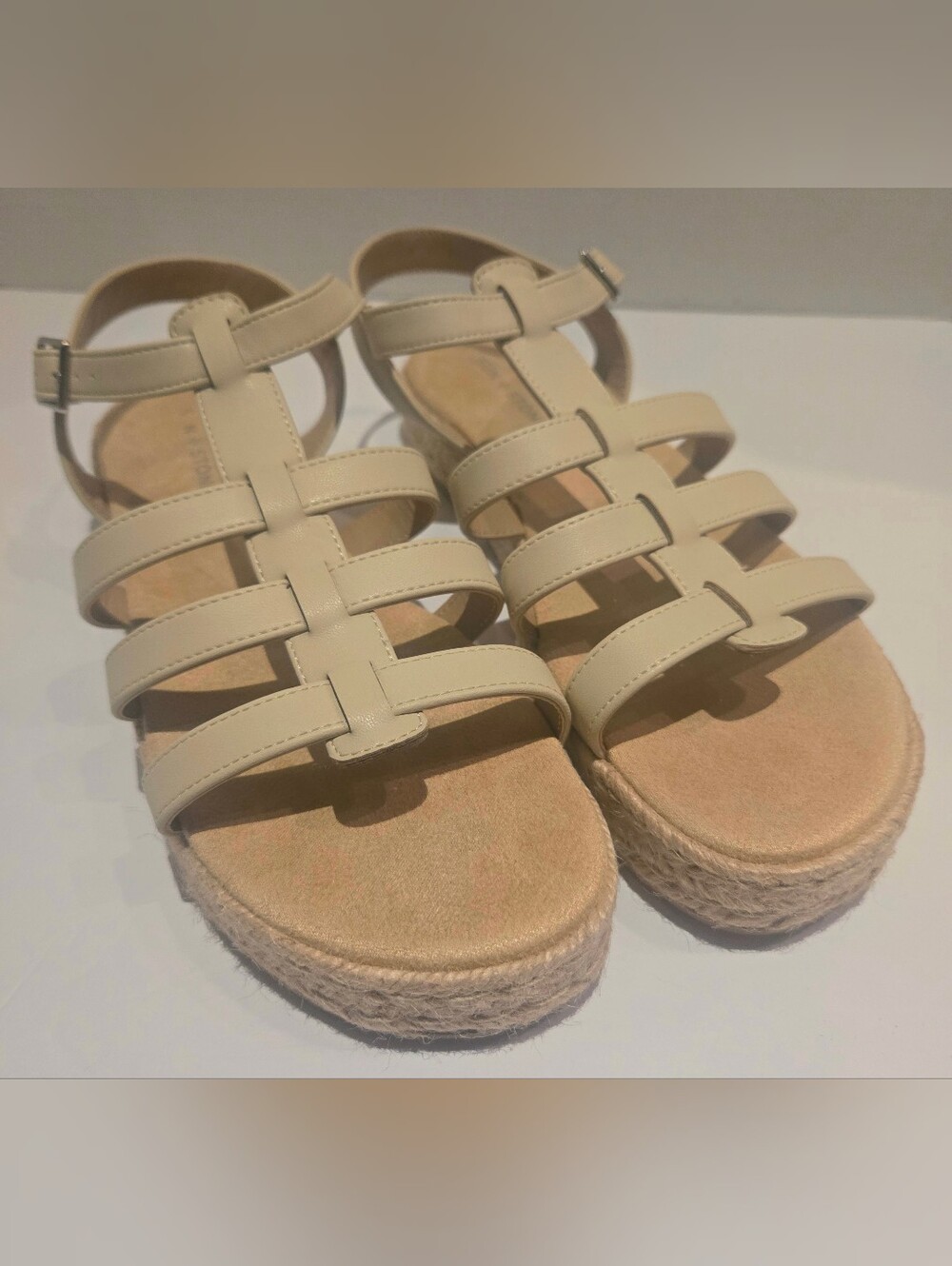 Sun + Stone Cream Rykerr Fisherman Espadrille Platform Sandals NEW